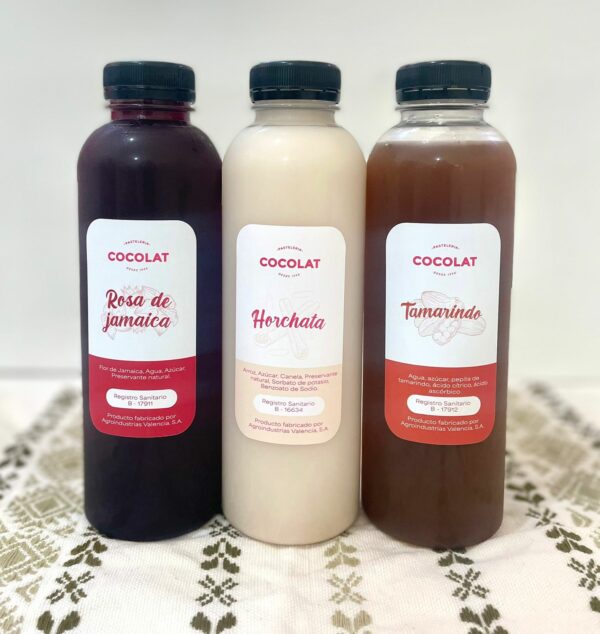 Horchata, Rosa de Jamaica y Tamarindo.